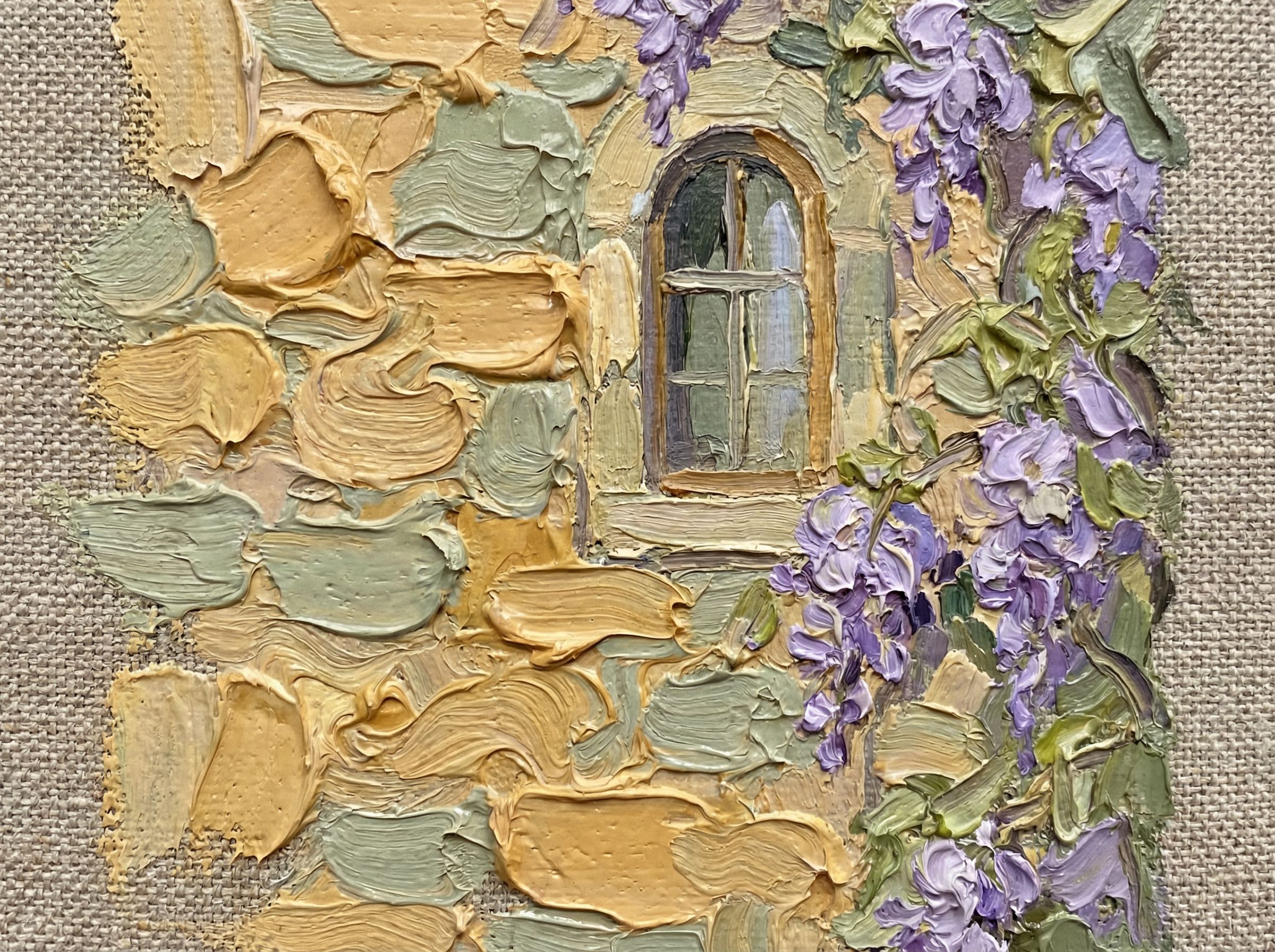 Extreme close-up macro of thick oil paint brushstrokes showing rich texture and colour depth